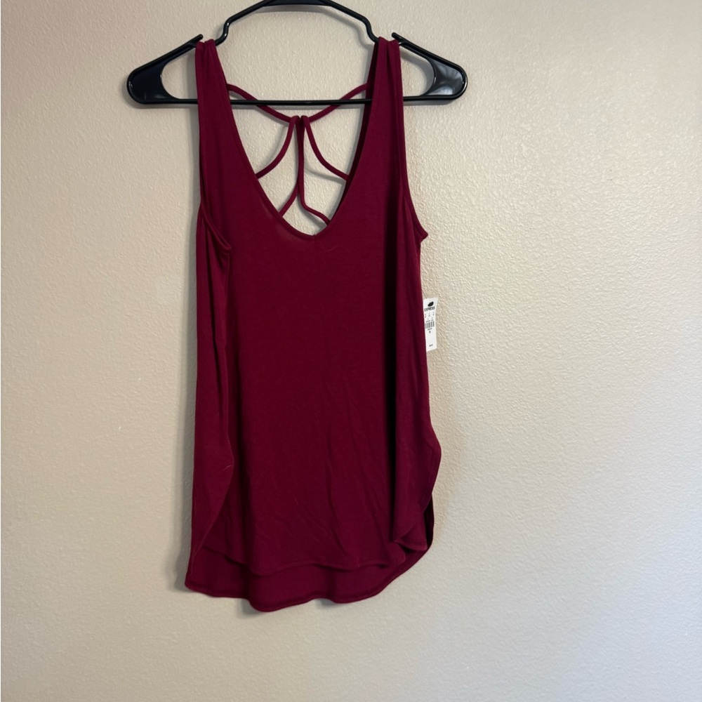 Express Deep Red Tank Top with Back Detail